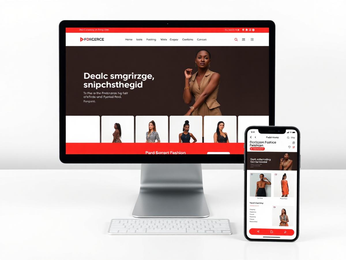 Fashion storefront shown across desktop and mobile screens